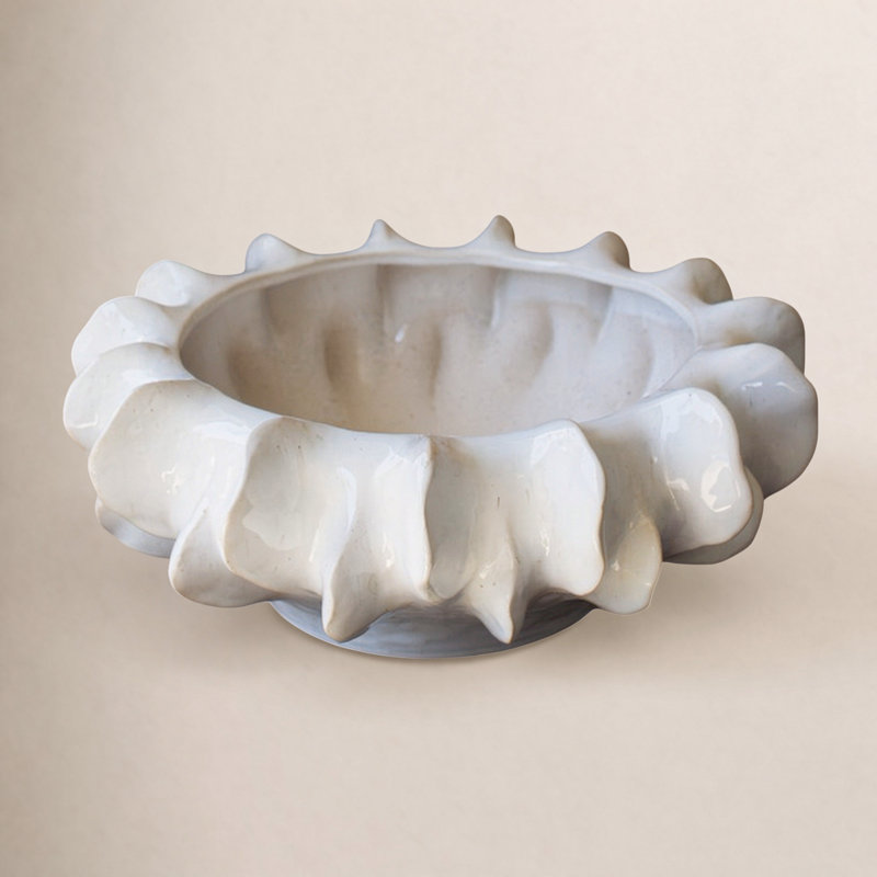  Bol émaillé, H 6 po - Compote décorative en céramique blanc biologique