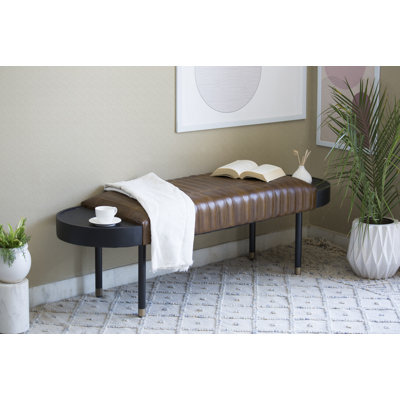 Stasya Genuine Leather Upholstered Bench