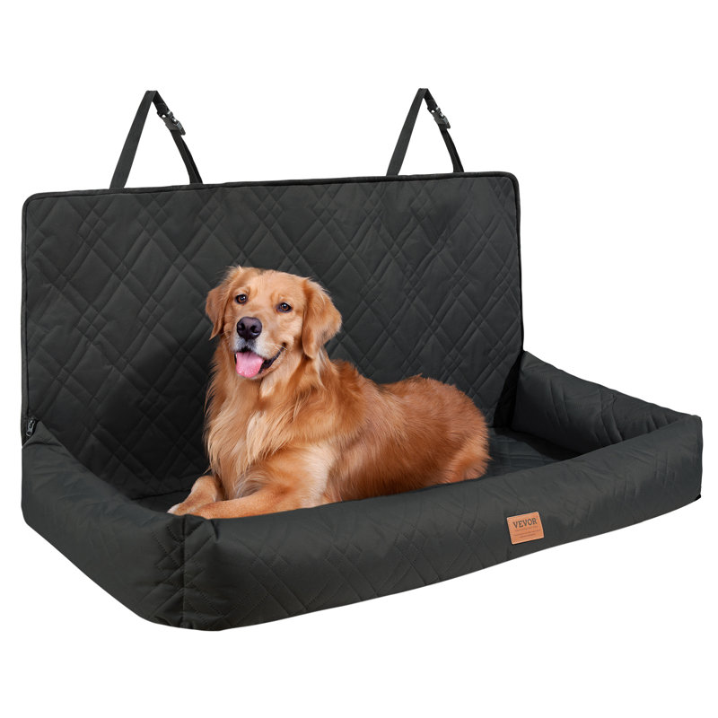 Black Waterproof Soft Sided Dog Car Seat with Safety Leash