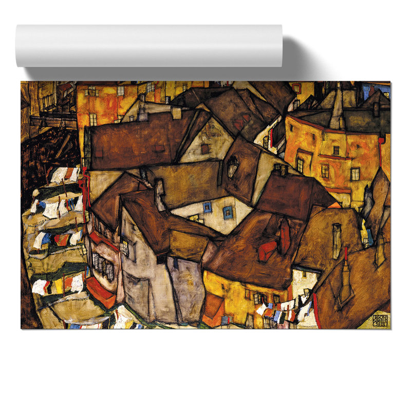 Crescent Of Houses by Egon Schiele - No Frame Painting, 30cm H x 42cm W x 0.1cm D
