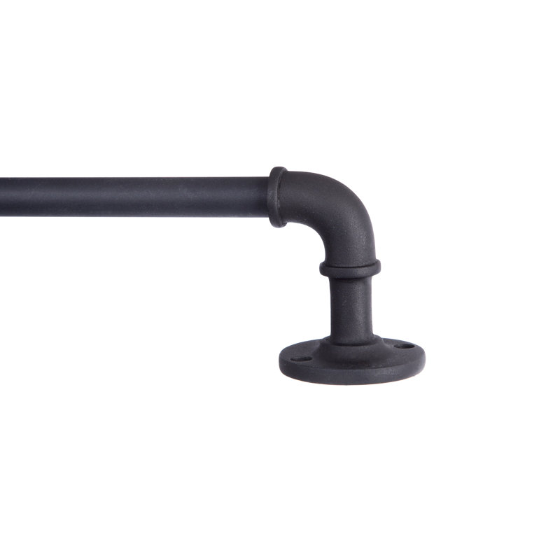 Tropez Adjustable 0.63" Single Curtain Rod, Black, 48" - 84"