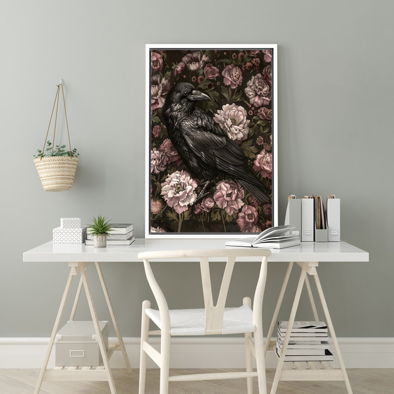 Corbeau corbeau, H 24 po x l 16 po, Blanc