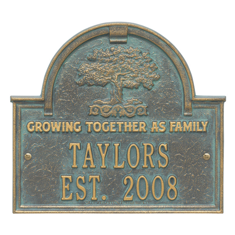 3-Line Wall Address Plaque, Bronze Verdigris