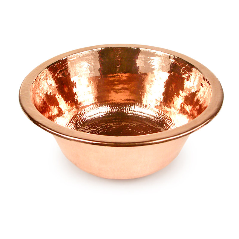 16'' L Single Bowl Copper Kitchen Sink, Shiny Copper