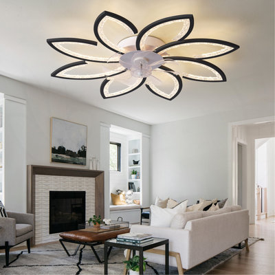 Ventilateur de plafond 35,4 po avec lumières, télécommande 3 températures de couleur, ventilateur à 6 vitesses
