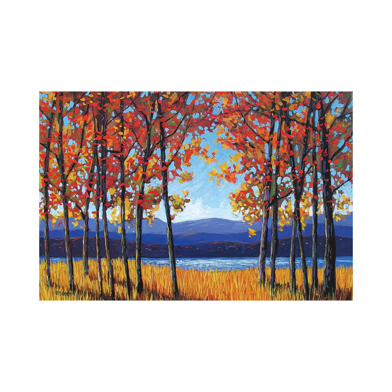 «Autumn Shadows on the Hudson River» par Patty Baker - peinture sur toile tendue, H 8 po x l 12 po x P 0,75 po