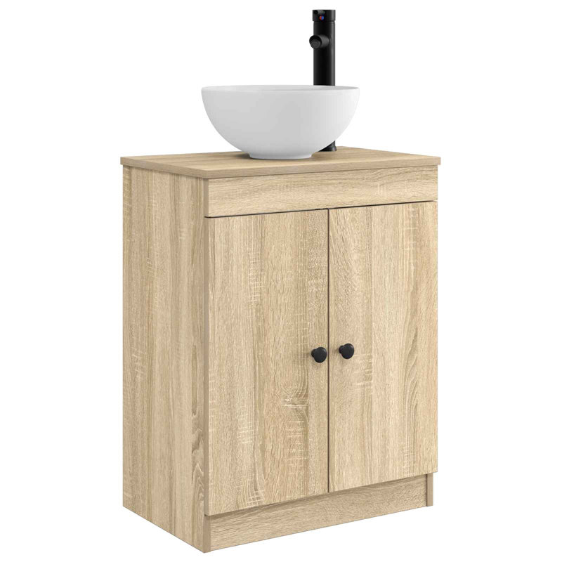 Single Bathroom Vanity with Ceramic Basin, Sonoma Oak