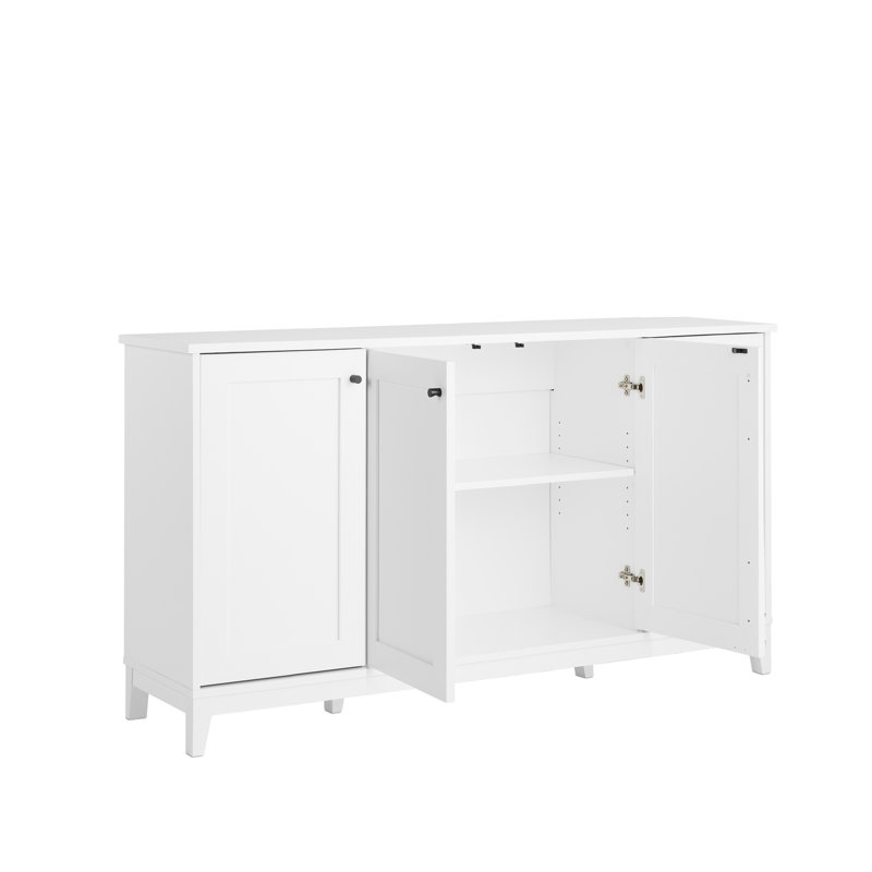 White Pine 4-Door Freestanding Accent Cabinet with Adjustable Shelves