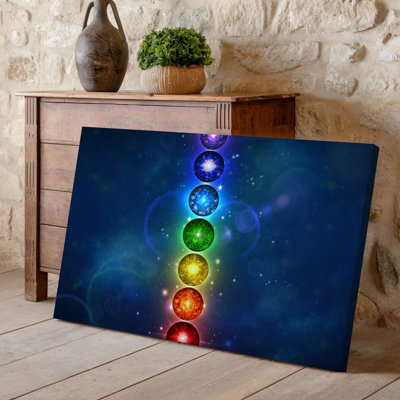 Canvas A Mystical Vertical Arrangement Of Seven Glowing Orbs Each Representing Wall Art A Chakra Cascading From The Top To The Bottom Canvas Wall Art
