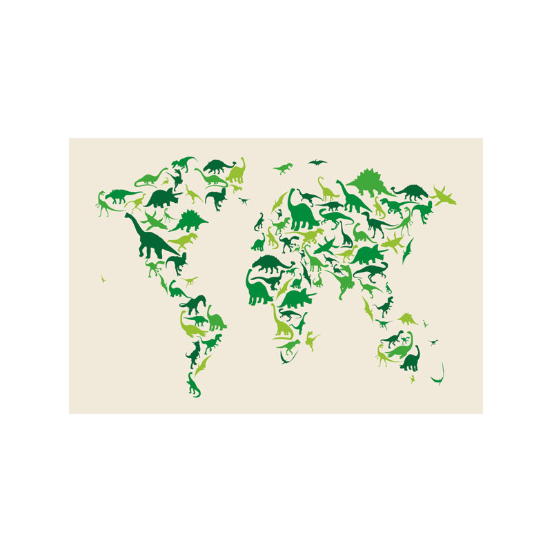 Dinosaur Map Of The World by Michael Tompsett - Print on Canvas, 66.04 cm H x 45.72 cm W x 1.91 cm D, No Frame