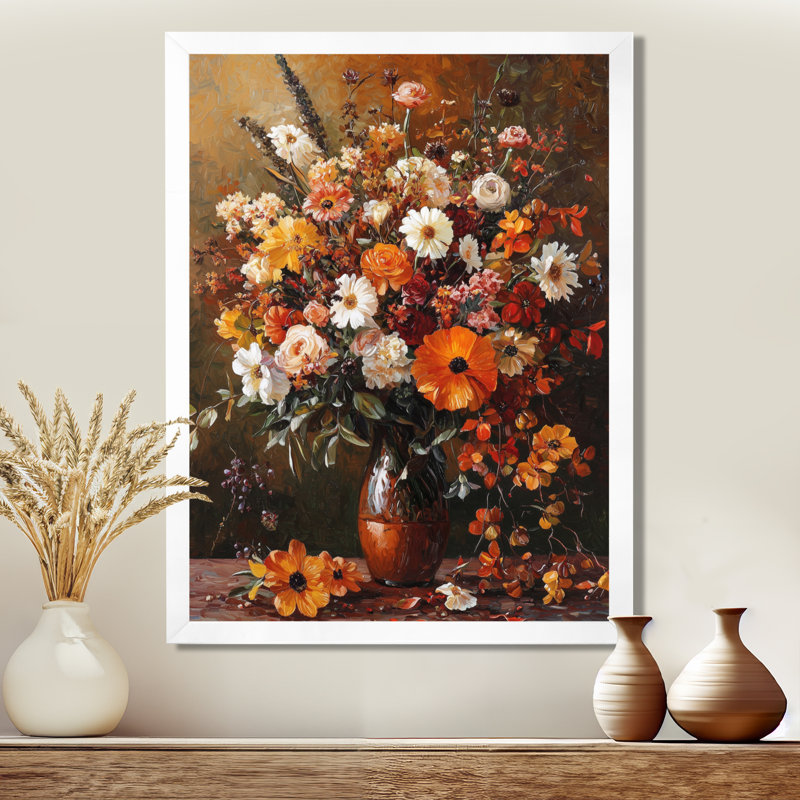 Benton - Floral Canvas Prints, H 32 po x l 24 po, Reproduction encadrée sans passe-partout, Blanc