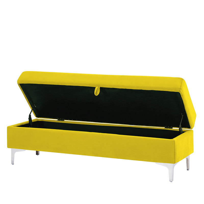 Banc de rangement rembourré Alliber, Jaune