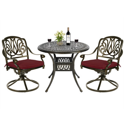 Ensemble bistro rond avec coussins 35,4 po