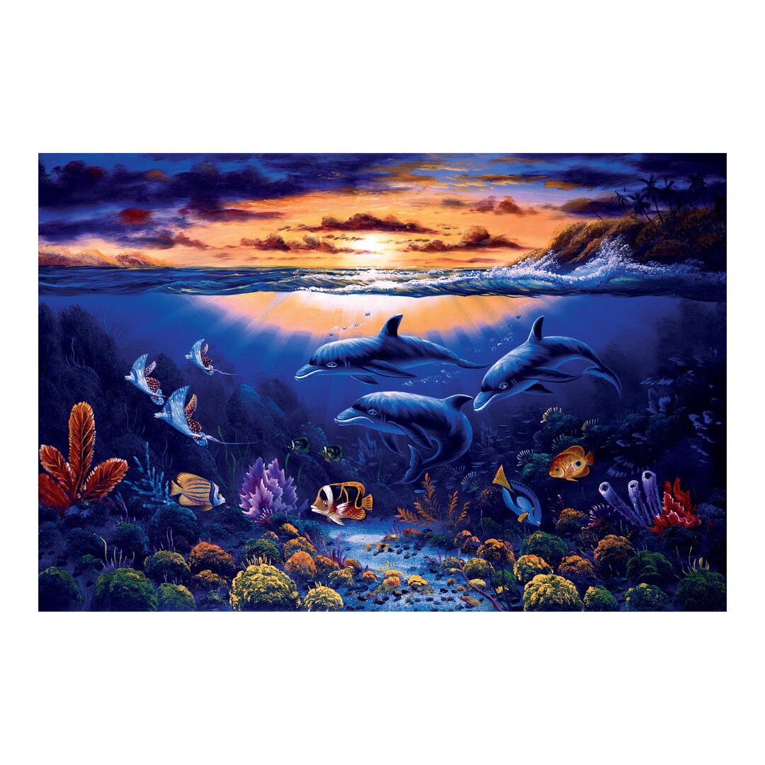 Strukturierte Fototapete Dolphins' World 1,9 m x 288 cm