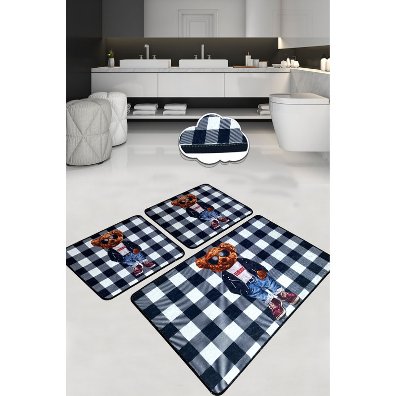 Ensemble de tapis de bain de luxe (3 pièces) en polyester antibactérien doux de 23,6 po x 39,4 po et de 19,7 po x 23,6 po | Dessous antidérapant, 700 g / m² | Lavable à la machine, idéal pour le confort et la sécurité de la salle de bain