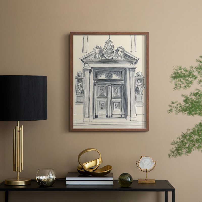 Paysages de la série XLII - reproduction encadrée de qualité supérieure - prête à être accrochée - aucun clou requis, Noyer