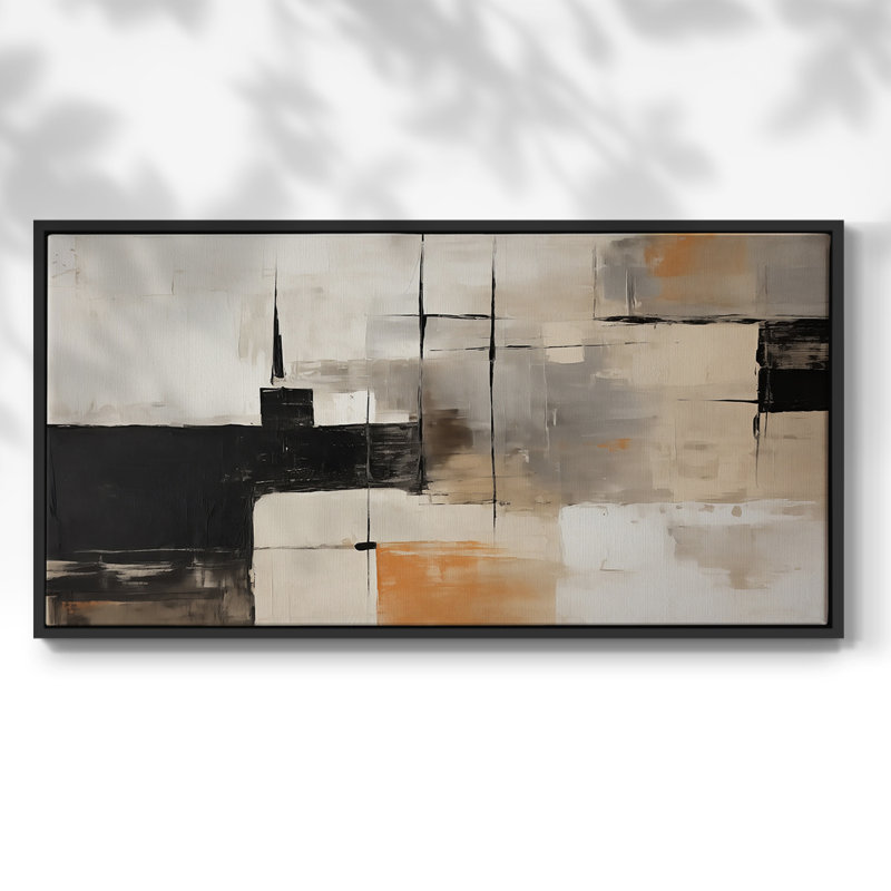Abstrait, série CCL XXVI, toile tendue avec châssis, prête à être accrochée, H 21 po x l 41 po, Noir