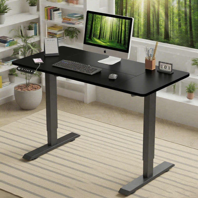 Bureau électrique à hauteur réglable, H 45 po x l 55 po x P 24 po, Noir, Noir