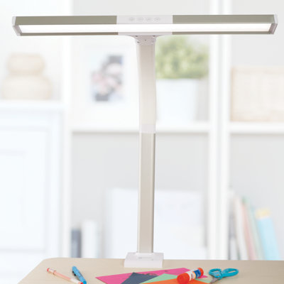 OttLite LED Desk Lamp with Sturdy Clamp Extra Wide Lighting, Dimmable 5 Brightness Settings