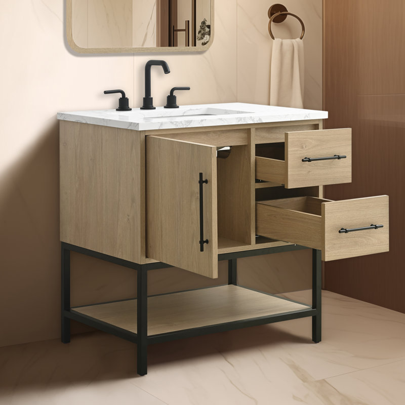 Cherita 30" Single Bathroom Vanity With Engineered Stone Top