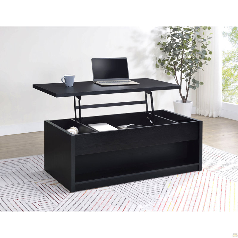 Table basse à plateau relevable avec tiroirs doubles
