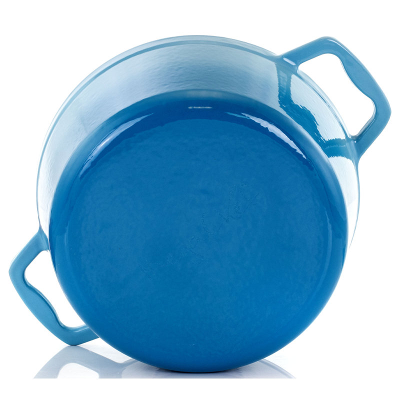 Mega Chef Round Cast Iron Casserole Bakeware, Blue