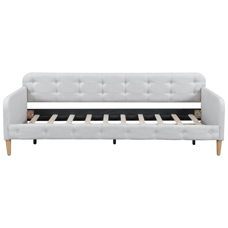 Upholstered Daybed with 4 Support Legs, Twin, Beige