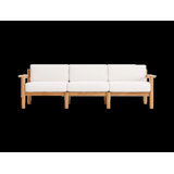 Haven Teak Outdoor Sofa With Sunbrella Cushions And Wooden Armrest In Canvas