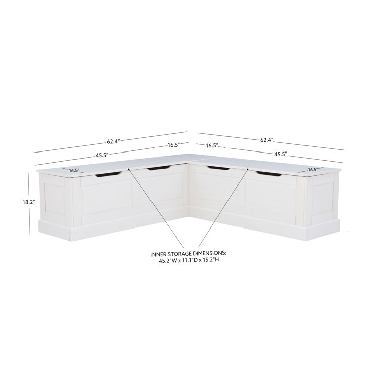 Selby Solid Wood Corner Breakfast Nook Bench with Storage