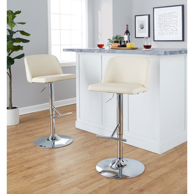 Swivel Upholstered Adjustable Height Counter Stool with Metal Frame