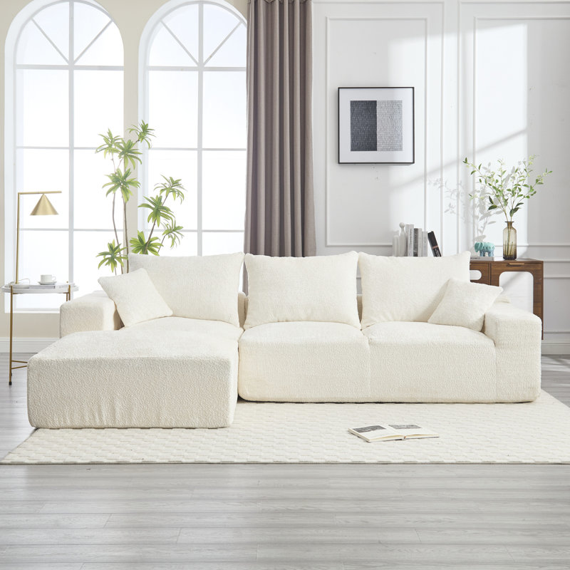 Détente en forme de U en tissu chenille et rembourrage en mousse confortable pour une journée de farniente