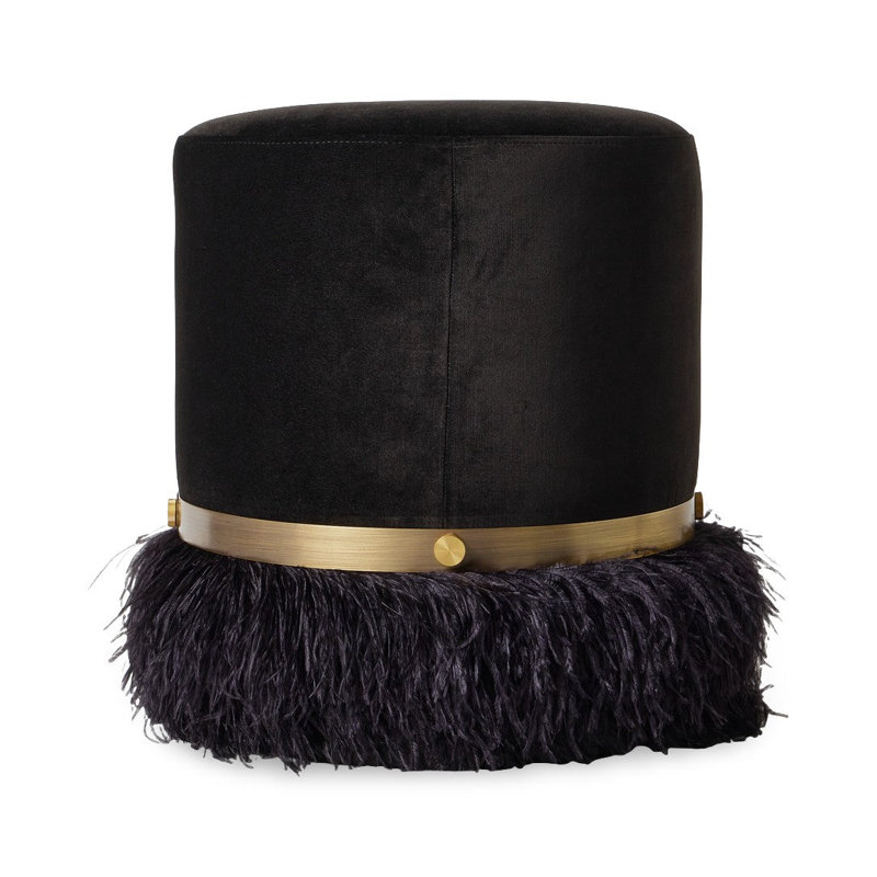 Ostrich Fluff Pouf, Black