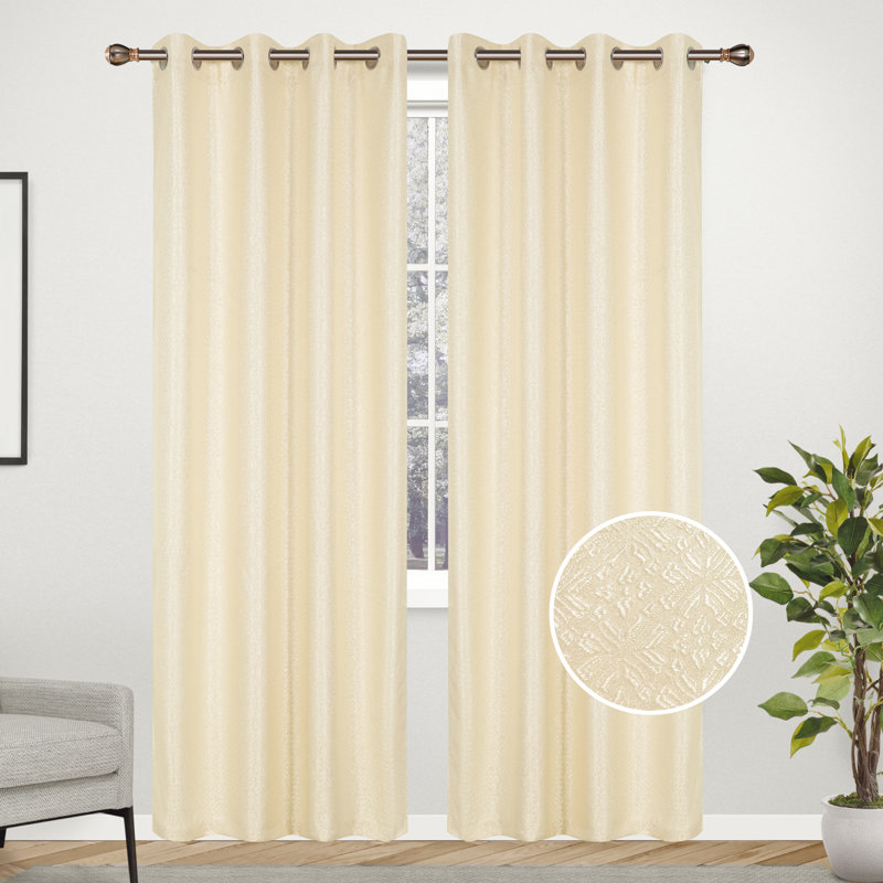 Adrik Room Darkening Curtain Single Panel, Beige