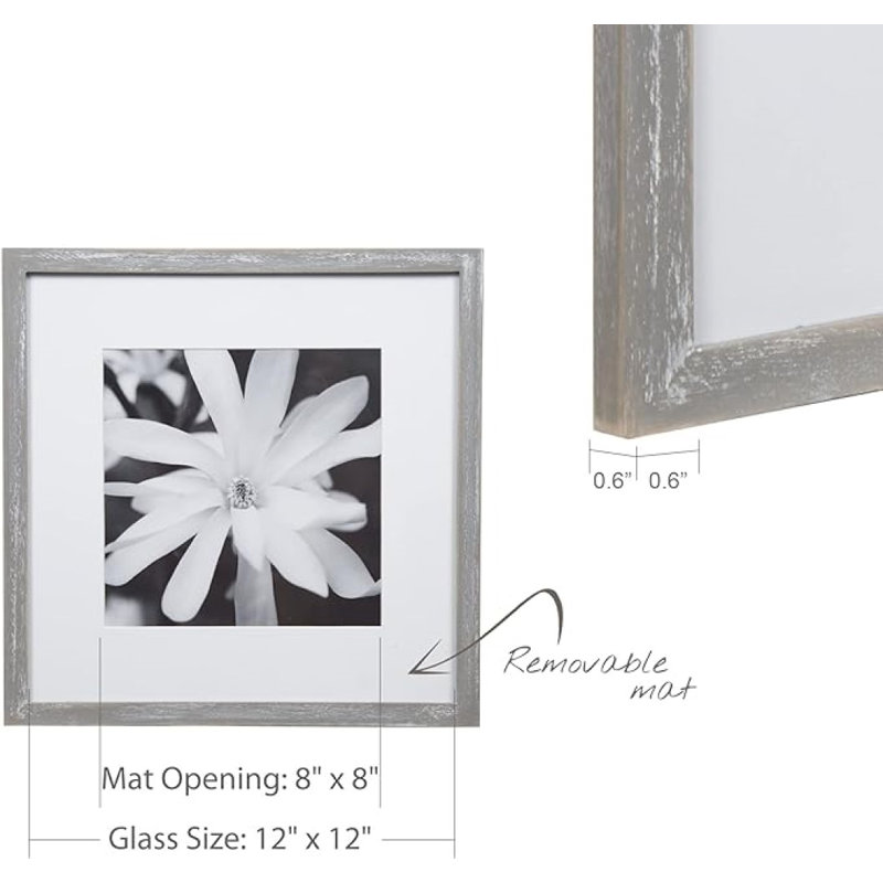 Gallery Perfect 12" x 12" Wall Mount Matted Picture Frame - (Set of 9)