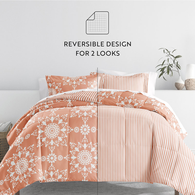 Queen Gray Microfiber Reversible Bed in a Bag Set