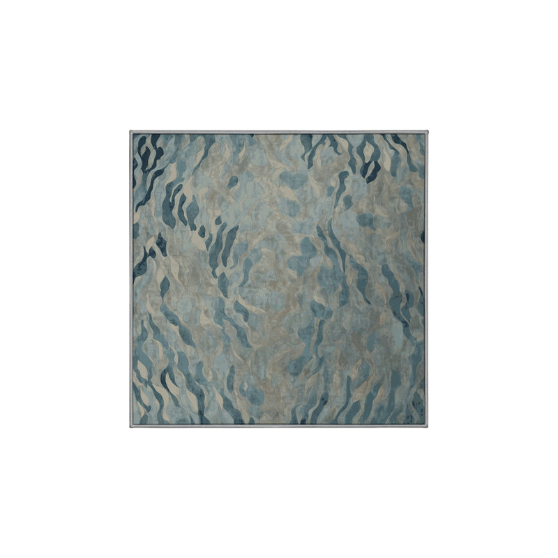 Machine Washable Gray Area Rug, Square 8'
