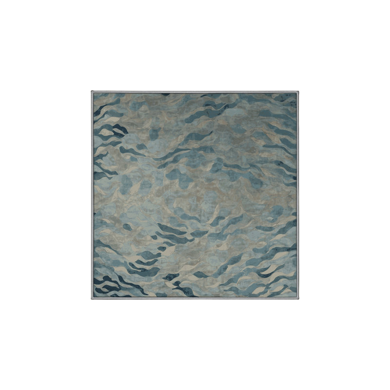 Machine Washable Gray Area Rug, Square 4'
