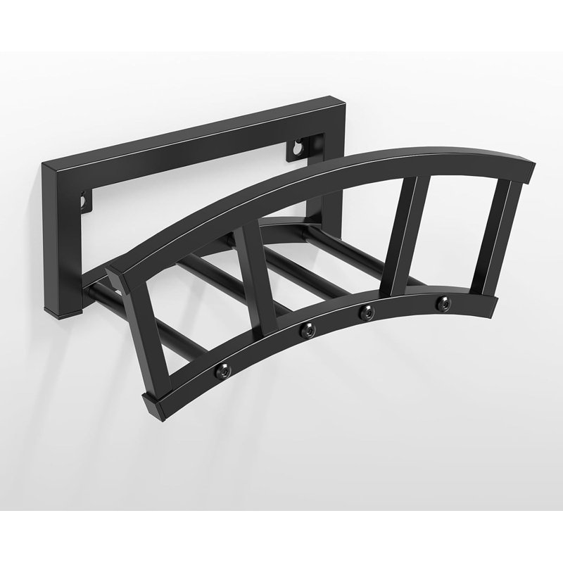 Support mural pour boyau d'arrosage OLV, support en métal robuste pour l'extérieur, support pour tuyau d'eau de 125 pi / 95 lb, support de dévidoir robuste pour rangement de boyau amovible