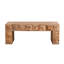 Table basse rectangulaire en bois massif de 47,3 po avec relief géométrique 3D, pour espaces décontractés chics, facile à assembler avec un relief fabriqué à la main, style de vie rustique idéal