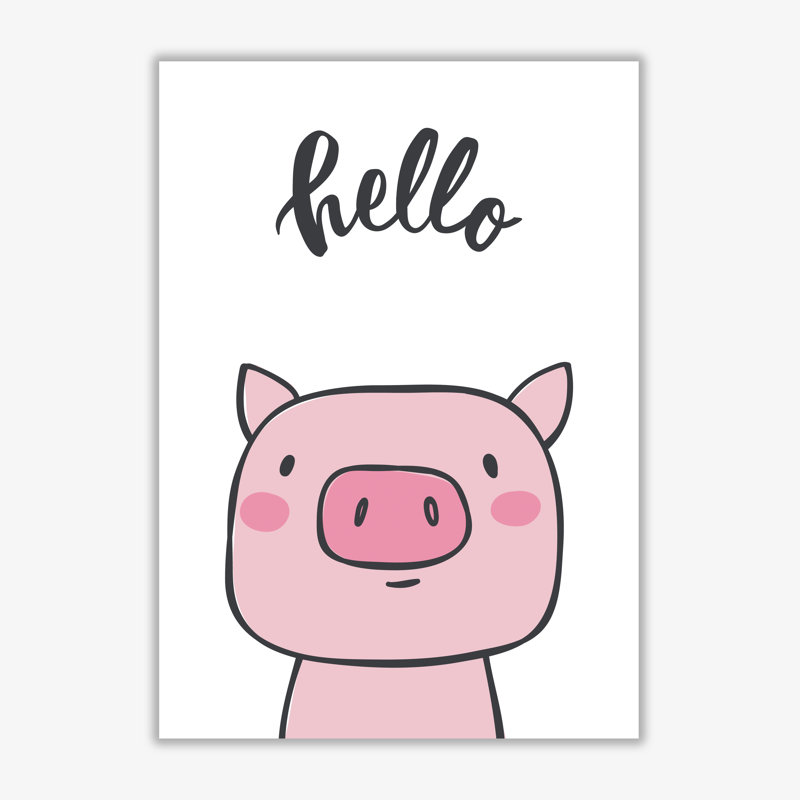 Hello Pig - Painting, No Frame, 30 cm H x 21 cm W x 1 cm D