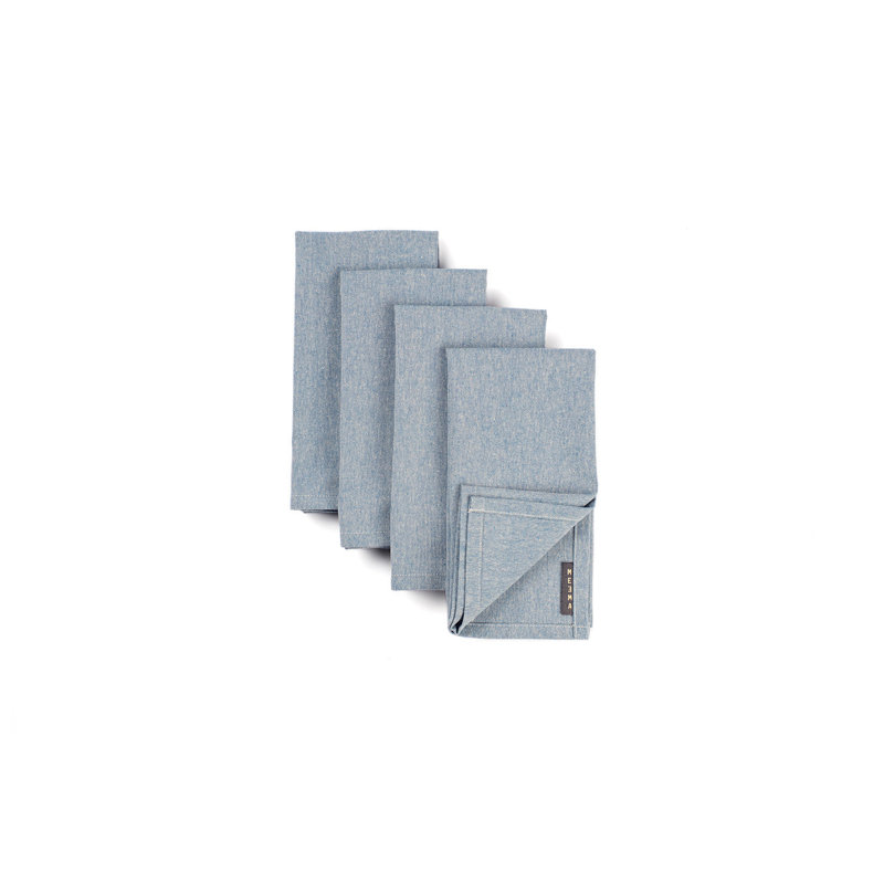 Serviettes en coton, Bleu à rayures fines