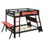 Lit superposé double pleine grandeur avec 2 bureaux intégrés, ports USB pour bureau et panneau perforé, cadre en bois pour enfants adolescents-1209031157-1209031113
