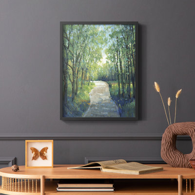 Golden Light Pathway I, reproduction encadrée - bois massif