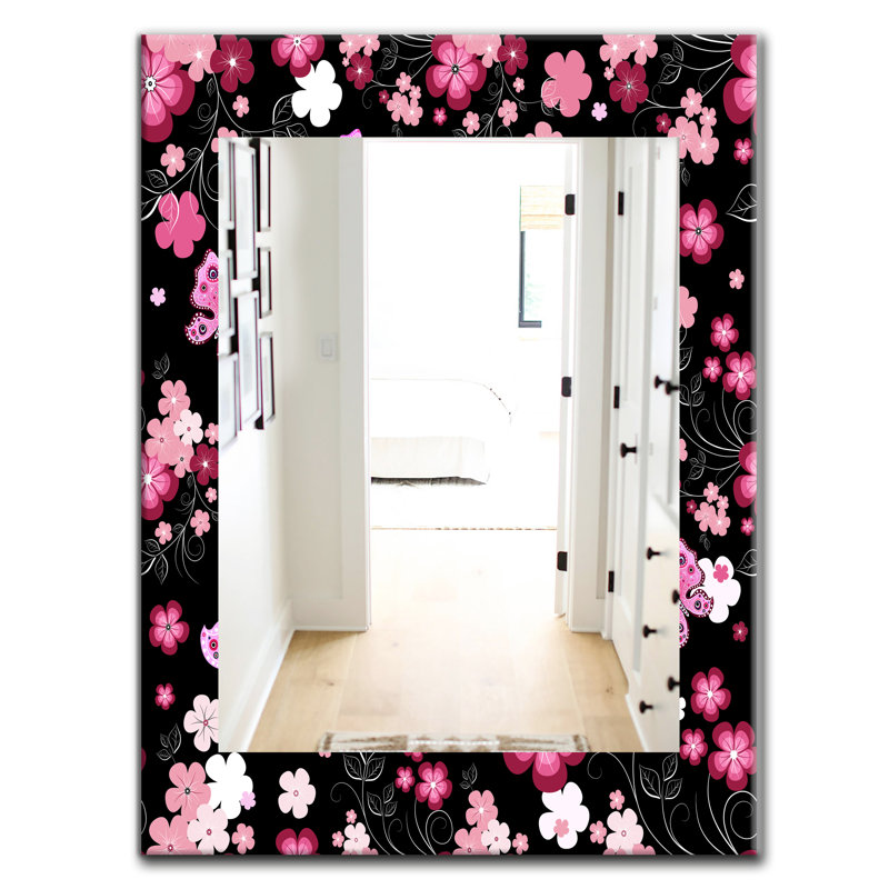 Miroir mural 16 fleurs obsidian, H 39,4 po x l 29,5 po
