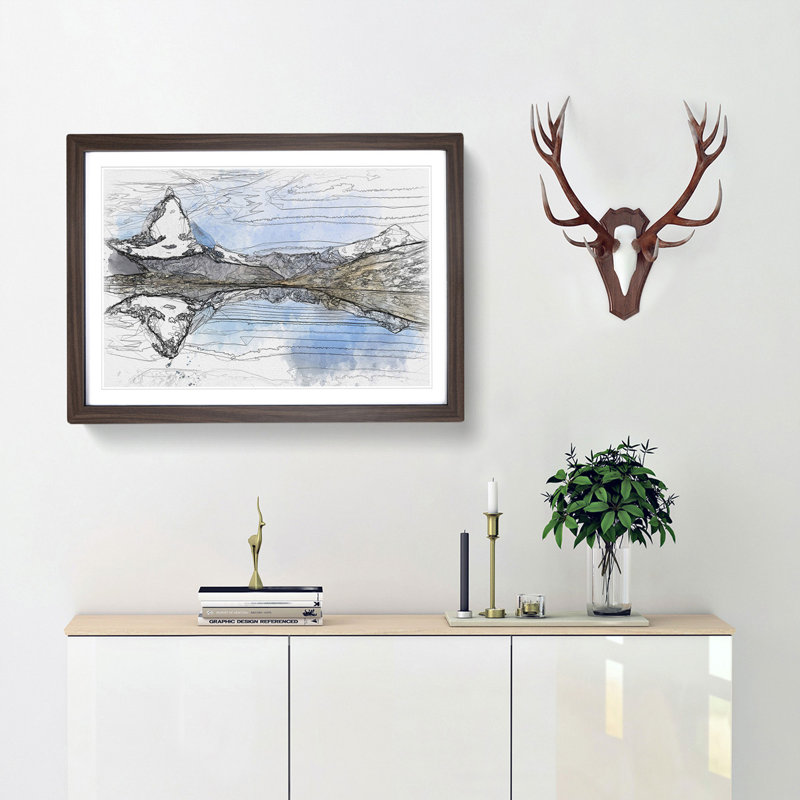 Matterhorn Mountain in Zermatt Switzerland - Picture Frame Graphic Art Print, 62cm H x 87cm W x 2cm D, Walnut Framed