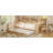 Wooden Twin Size Daybed with Storage Shelves, Multi-functional Bed with Twin Size Trundle Bed and  Study Desk, Natural