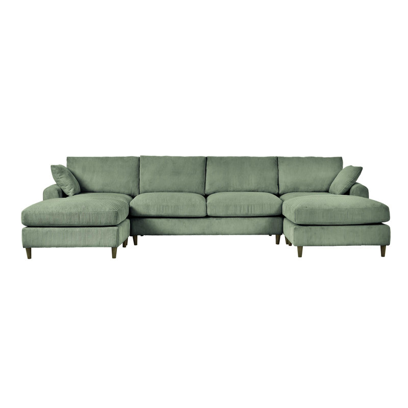 Modern corduroy modular section sofa, Olive Green Corduroy