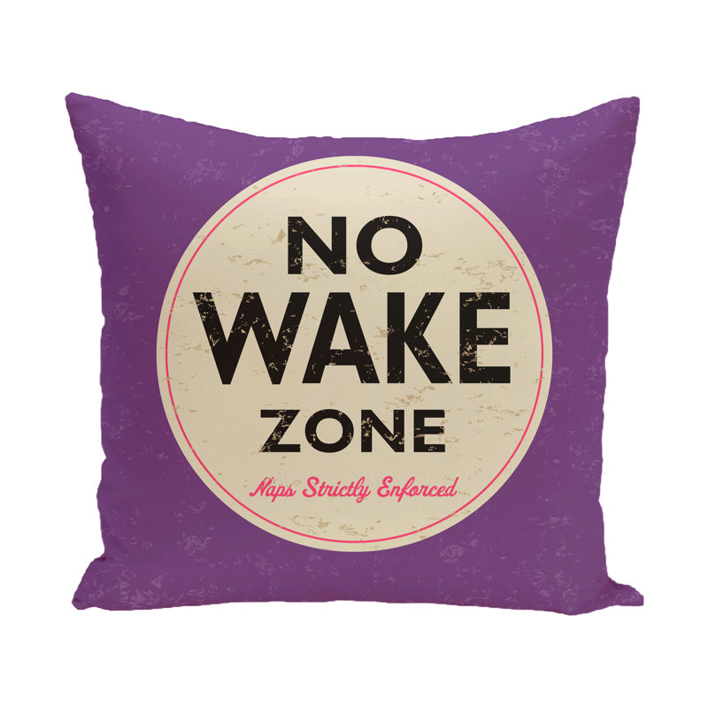 Surf, Sand, & Sea Nap Zone Word Square Pillow Cover and Insert, 18" H x 18" W, Purple