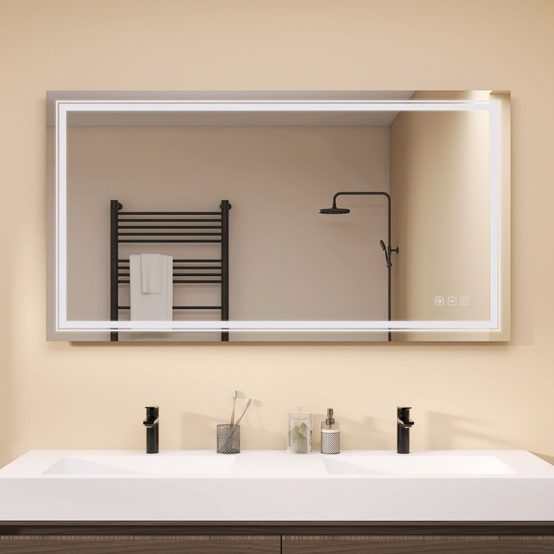 Miroir de salle de bain Heeralal, 54.72"W x 29.53"H