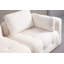 Élégant canapé 3 places, blanc, 114,2 x 39,4 x 25,6 pouces | Structure en bois de hêtre durable et en carton, tissu 100% polyester | Comprend 5 coussins moelleux | Mousse grise douce et confortable et mousse de silicone | Parfait pour les salons modernes-1031782507